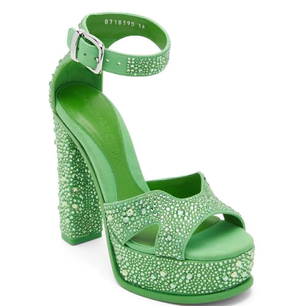 Alexander McQueen Crystal Platform Sandal ACID GREEN